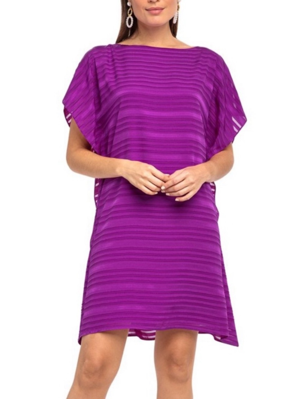 Anna Cate Fuchsia Textured Stripe Mini Dress